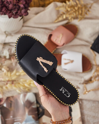 Royalfashion Damskie klapki z eko skóry Cemenna