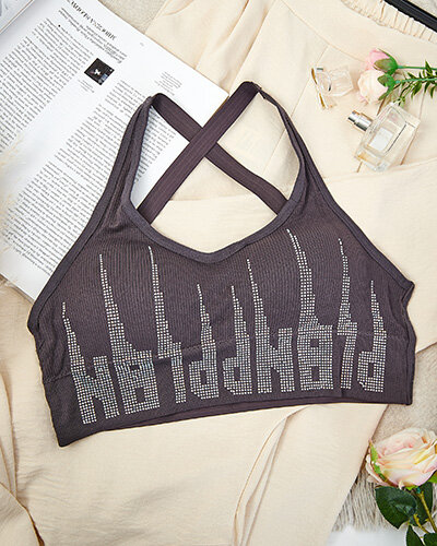 Royalfashion Damski biustonosz sportowy z cyrkoniami