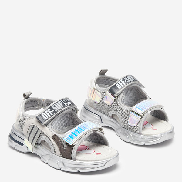Сірі босоніжки для дівчат з голографічними вставками від Heilol - Footwear