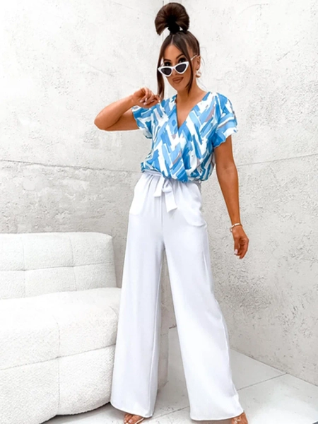 Royalfashion Długi kombinezon damski z printem