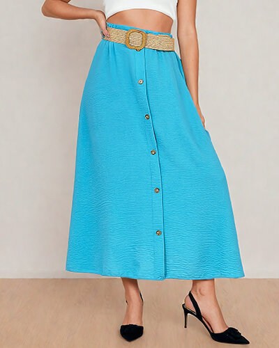 Royalfashion Damska spódnica midi z paskiem