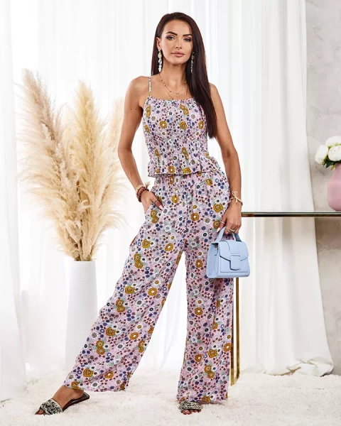 Royalfashion Wzorzysty damski komplet w kolorze różowym