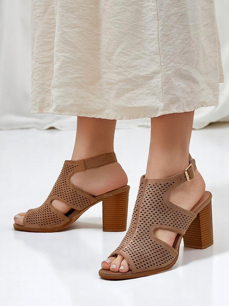 Royalfashion Damskie sandały na słupku ażurowe Abetle