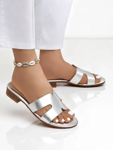 Royalfashion Damskie klapki na płaskiej podeszwie SilverEase