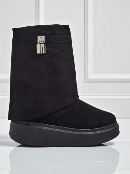 Krótkie buty a'la śniegowce damskie z dopinaną cholewką Elizze