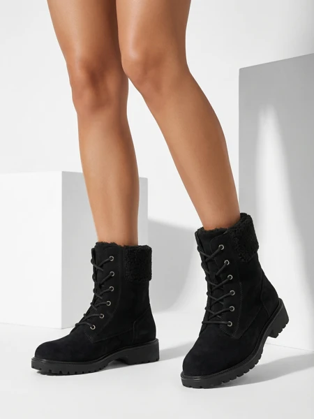 Eko zamszowe sznurowane botki damskie Trevolla