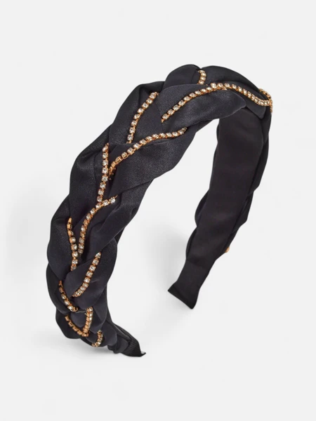 Royalfashion Пов'язка на волосся з плетінням у косу, оздоблена цирконами