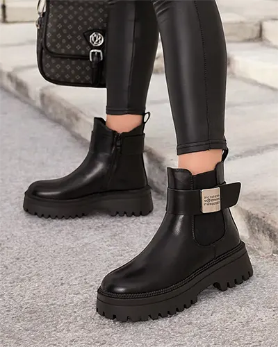 Royalfashion Botki damskie eko skórzane Dobi