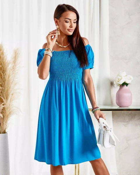 Royalfashion Turkusowa damska sukienka mini a'la hiszpanka