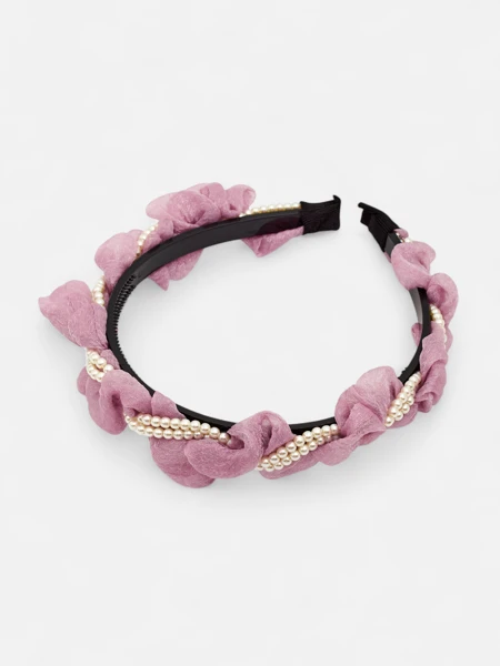 Royalfashion Opaska do włosów z marszczeniem i perełkami