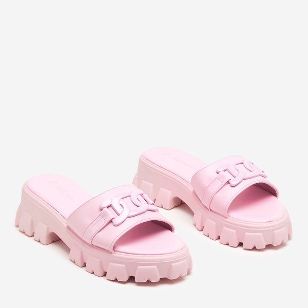 OUTLET Fioletowe klapki damskie na grubszej podeszwie Inza- Obuwie