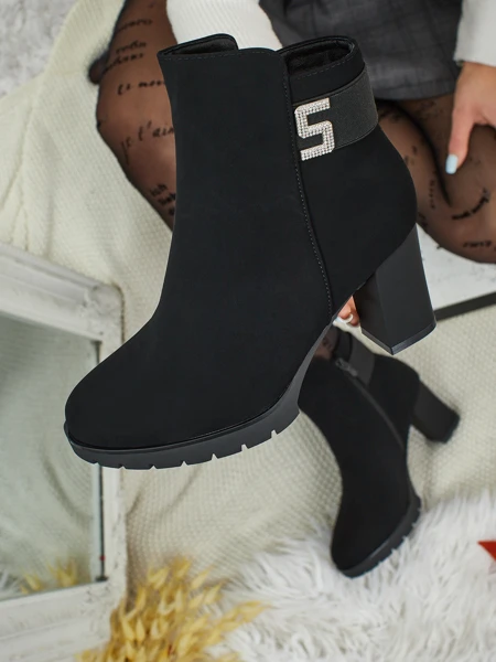 Botki damskie eko skórzane na słupku Mireliq