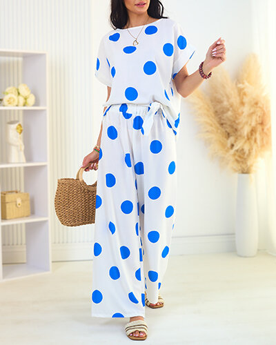 Жіночий комплект в горох Royalfashion Cobalt білий