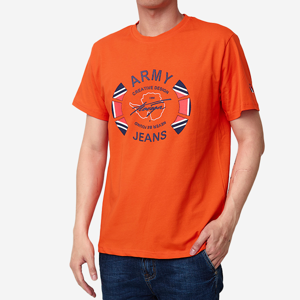 Royalfashion Pomarańczowy męski t-shirt z nadrukiem