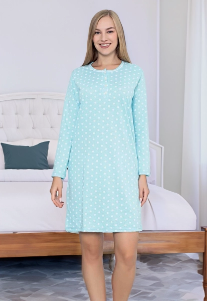 Royalfashion Bawełniana nocna koszula damska w kropeczki