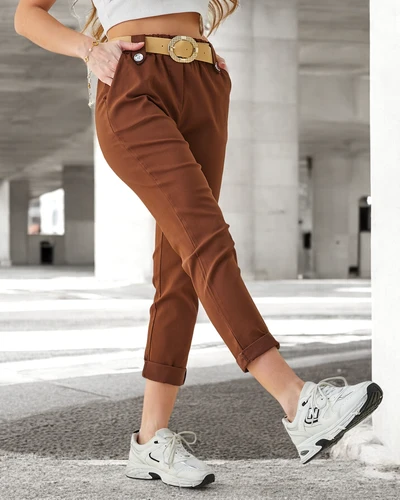 Royalfashion Wiskozowe spodnie damskie z paskiem