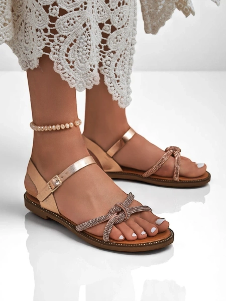 Royalfashion Damskie sandały z ozdobnymi cyrkoniami Bella Shine