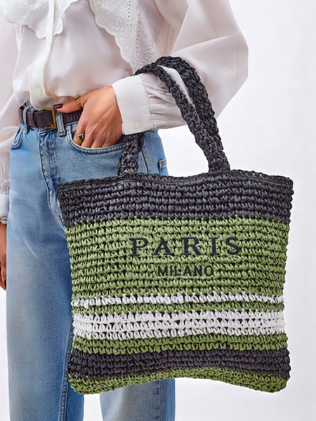 Роялфешн Велика жіноча солом'яна сумка Paris Stripe
