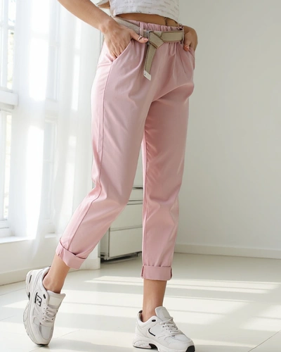 Royalfashion Wiskozowe proste spodnie damskie z paskiem