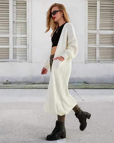 Royalfashion Dzianinowy damski sweter typu narzutka