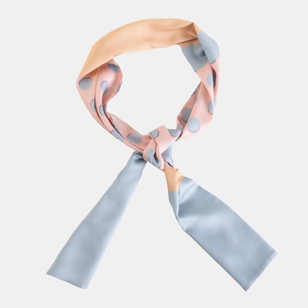 Royalfashion Niebiesko-pomarańczowa apaszka damska w groszki