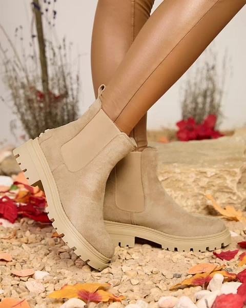 Royalfashion Beżowe damskie ocieplane botki Comfy Walk