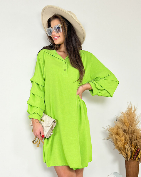 Royalfashion Damska sukienka oversize z falbanką przy rękawach