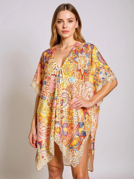Парео Afrodyta Royalfashion – кольорова пляжна сукня з V-подібним вирізом