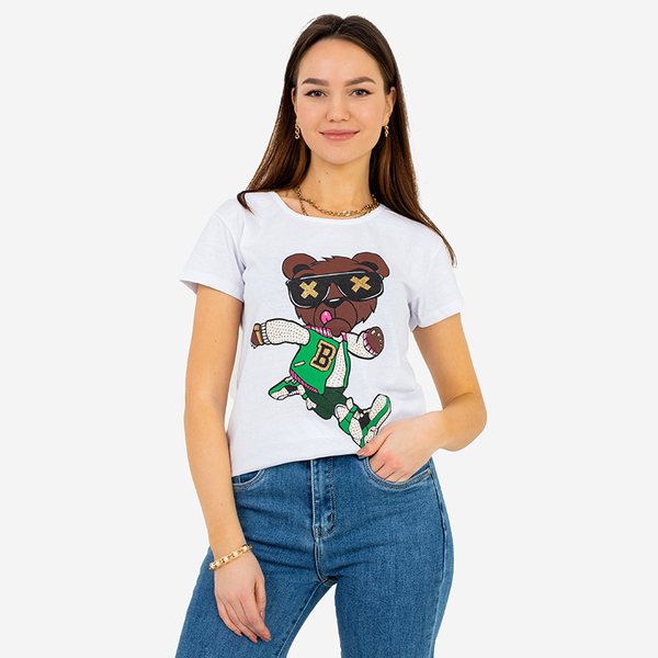 Royalfashion Damska biała koszulka z nadrukiem