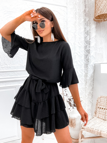 Royalfashion Lniana damska sukienka mini
