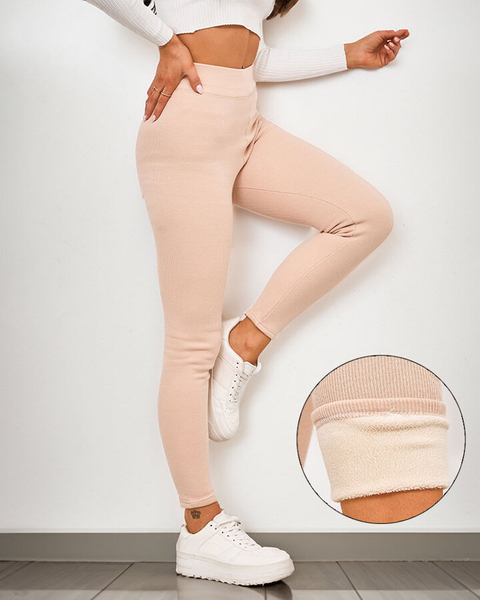 Royalfashion Ocieplane legginsy damskie prążkowane