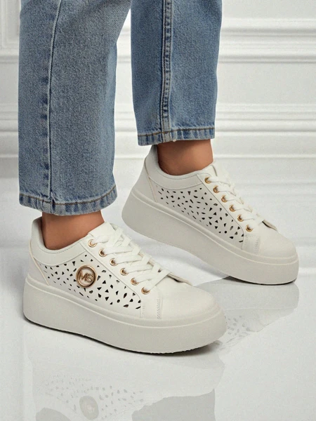 Aurelia Bianca – Białe Sneakersy Platforma Royalfashion Ecru