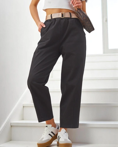 Royalfashion Bawełniane proste spodnie damskie materiałowe