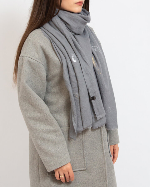 Royalfashion Сірий жіночий тонкий шарф з блискітками