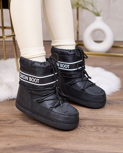 Royalfashion Czarne śniegowce damskie ze ściągaczem Soblesia