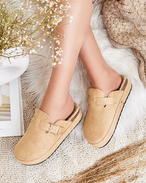 Royalfashion Kapcie damskie z kożuszkiem i klamrą Kajis