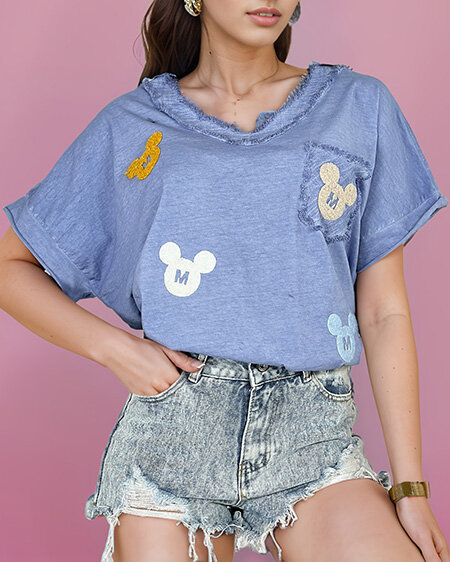 Royalfashion Damski t-shirt z naszywkami