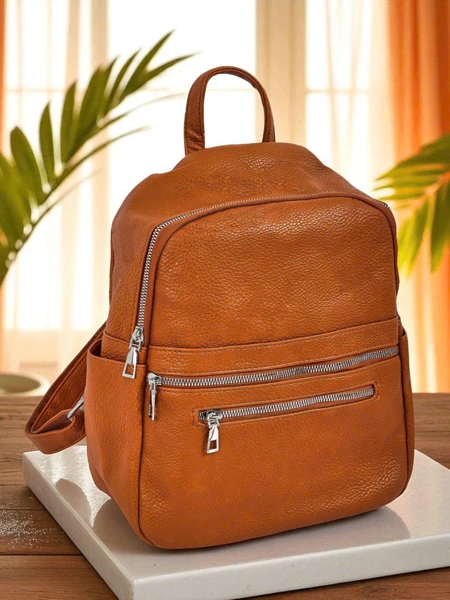 Жіночий рюкзак Callista Królewska Moda з екошкіри коричневий A4 на блискавці