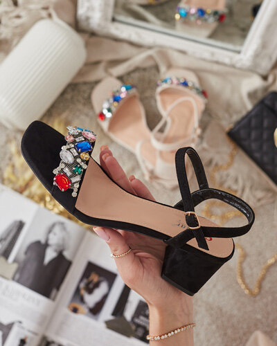 Royalfashion Sandały damskie na słupku z kryształkami Osdar