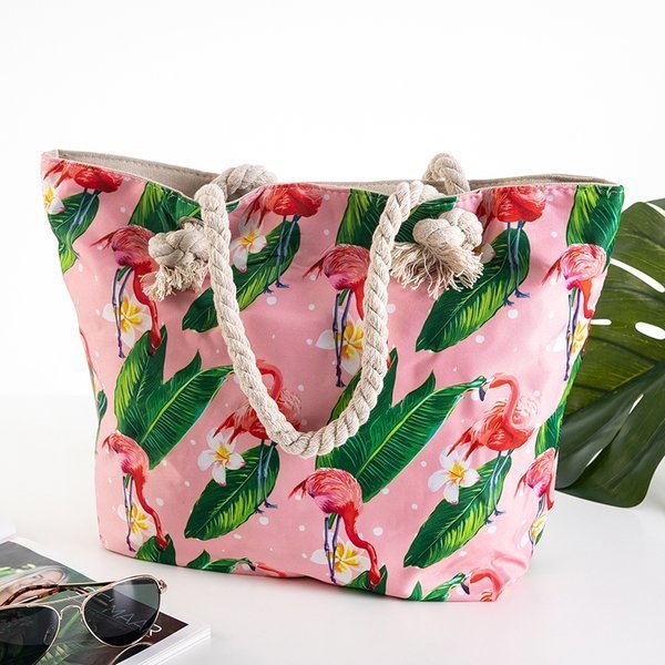 Royalfashion Wielokolorowa plażowa torba z flamingami