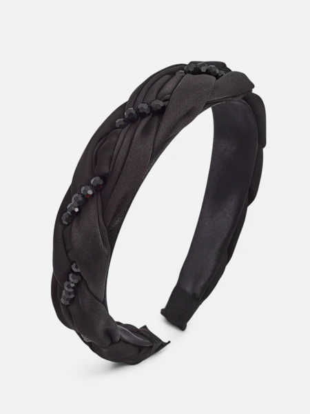 Royalfashion Opaska na włosy z plecionką w warkocz i perełkami