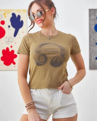 Royalfashion Bawełniany damski t-shirt z nadrukiem Music Speaking