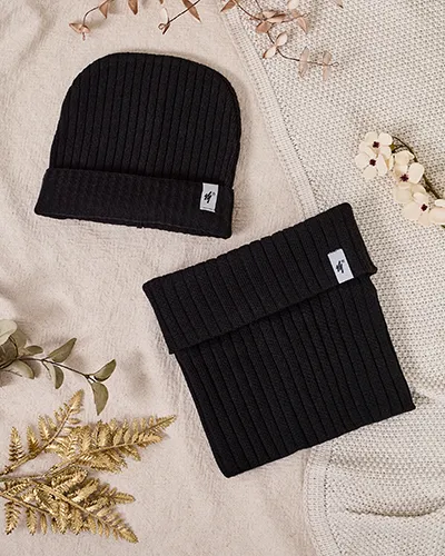 Royalfashion Komplet zimowy uniwersalny- czapka typu beanie z kominem