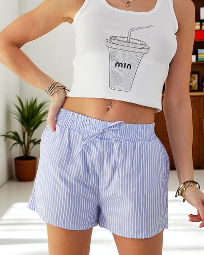 Royalfashion Жіночі шорти з еластичним поясом та зав'язками у смужку