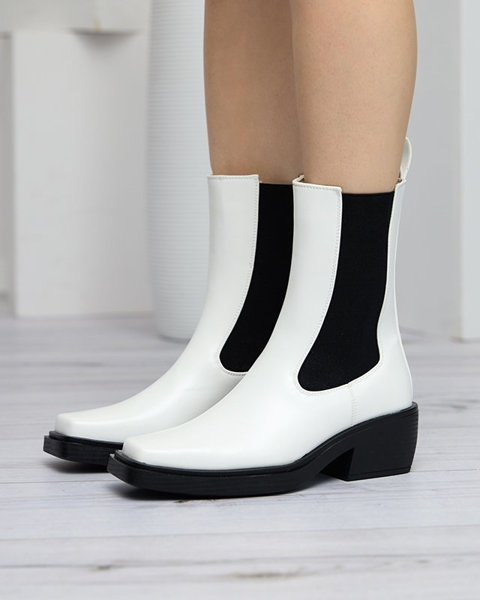 Royalfashion Białe wsuwane damskie wysokie botki Darran