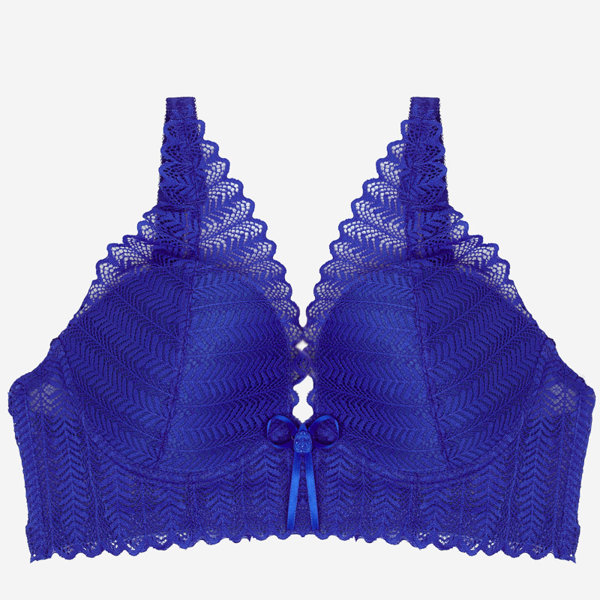 Royalfashion Kobaltowy damski biustonosz koronkowy