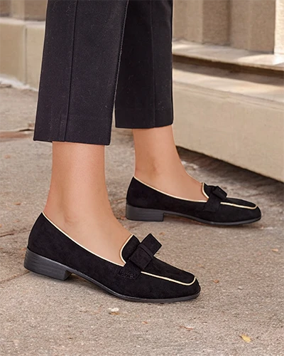 Royalfashion Mokasyny damskie z kokardką Refenni