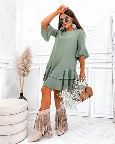 Royalfashion Lniana damska sukienka mini