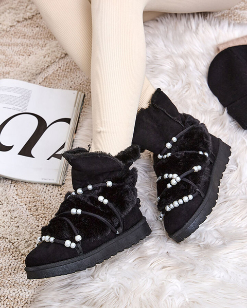 Royalfashion Buty śniegowce damskie z perełkami Cuvilav