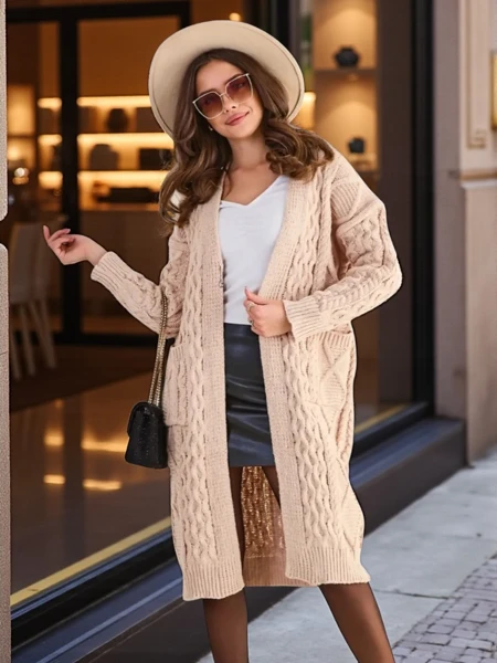 Royalfashion Dzianinowy damski sweter typu narzutka